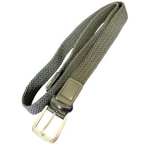Mens Leather Covered Buckle Woven Belt Sz X-Large (42-44) Adjustable 1-1/4" Wide